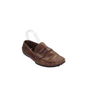 Tods Mens Leather Textured Lined Closed Toe Slip On Casual Shoes Brown Size 10